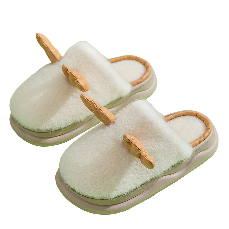 Wholesale cute winter warm non-slip confinement shoes indoor couple fur slippers